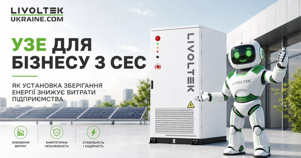 Установка зберігання енергії ліволтек для бізнесу і промисловості